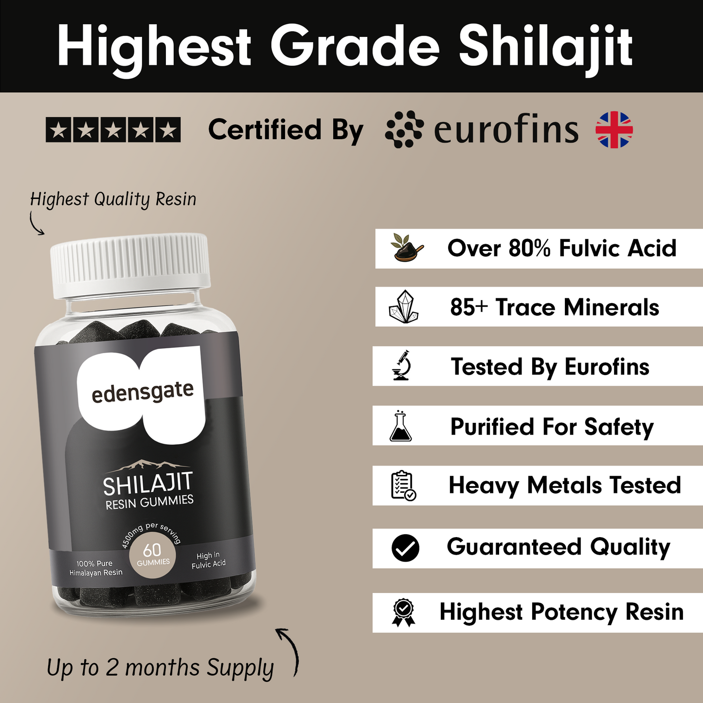 Shilajit Resin Gummies With Adaptogens - 7.5G