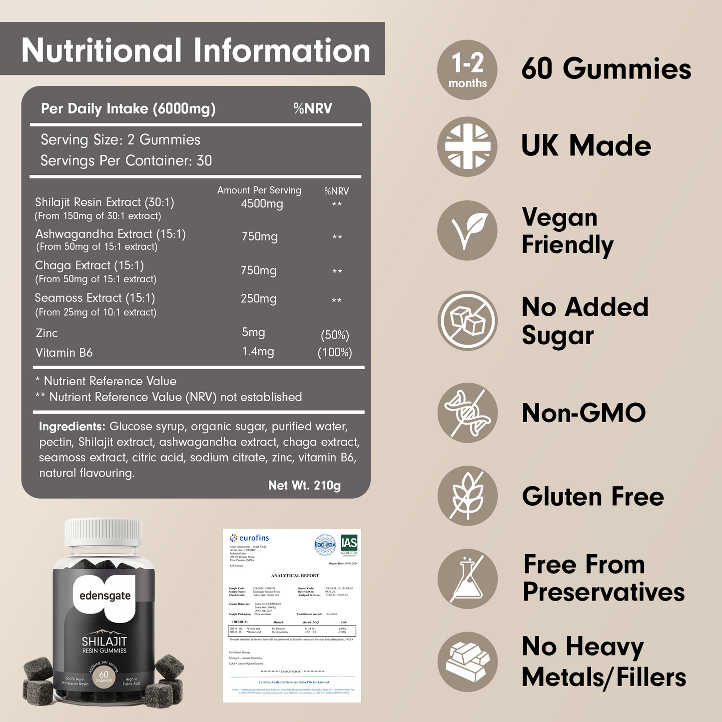 Shilajit Resin Gummies With Adaptogens - 7.5G