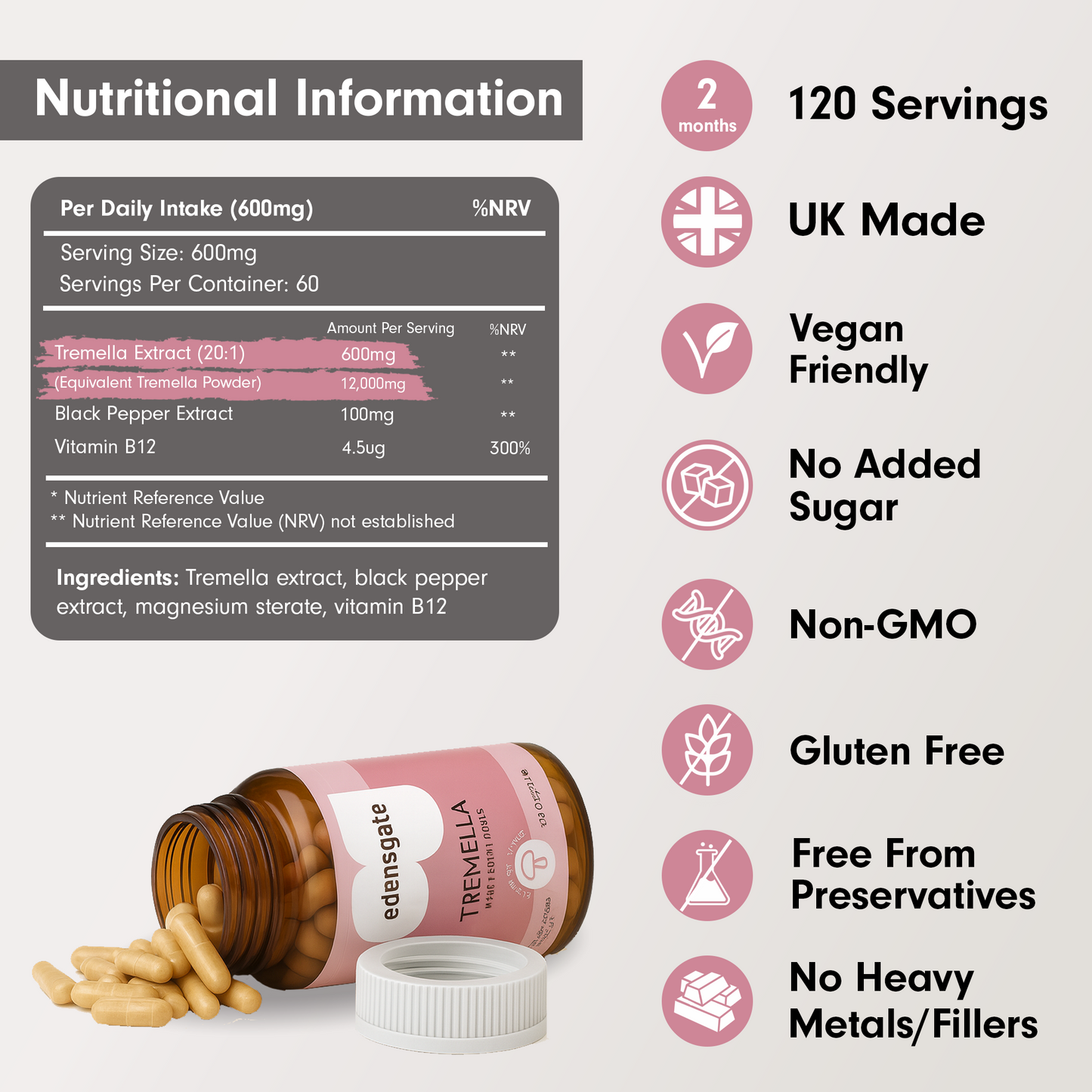 Tremella Mushroom Capsules - 120